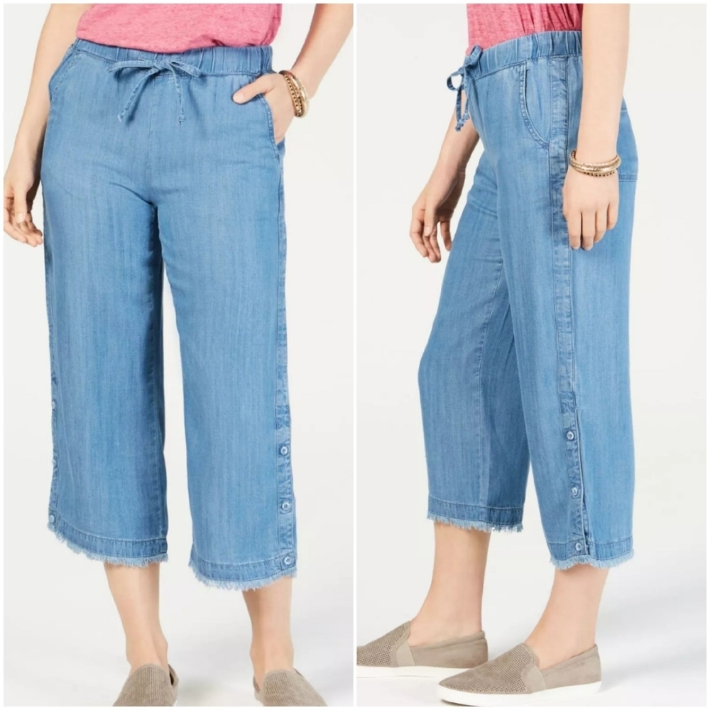 Styel & Co blouse ue wide leg crop pant